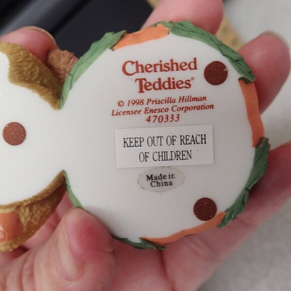 Cherished Teddies Pumpkin Tea Light Candle Bear - Picture 2 of 4